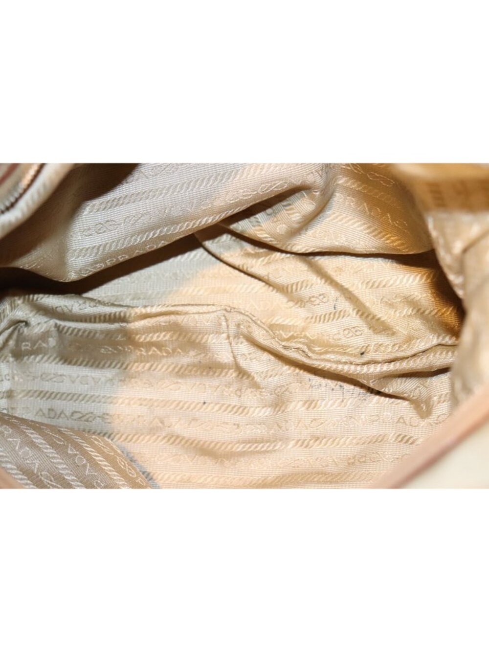 Prada Tessuto Beige Nylon & Patent Leather Hobo Shoulder Bag with COA - Picture 10 of 11